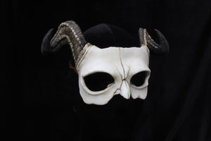 Handmade Resin Skull Mask - Long Horned Demon Skull Mask