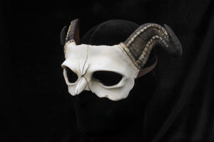 Handmade Resin Skull Mask - Long Horned Demon Skull Mask