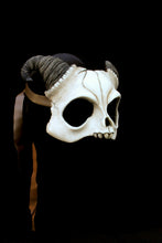 Handmade Resin Skull Mask - Curly Horned Demon Skull Mask