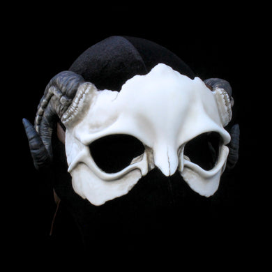 Handmade Resin Skull Mask - Ram Horned Demon