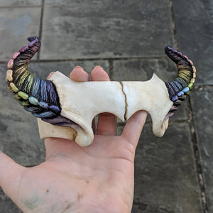 Handmade Resin Demon Horned Skull Headdress