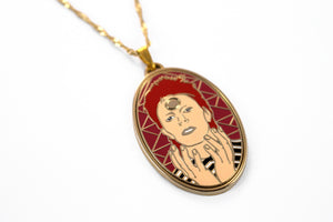 David Bowie as Ziggy Stardust enamel necklace