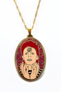 David Bowie as Ziggy Stardust enamel necklace