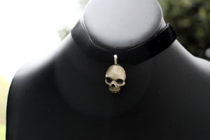 Handmade Human Skull Resin Choker Necklace