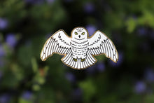 Book 7 inspired enamel pin, the Snowy Owl