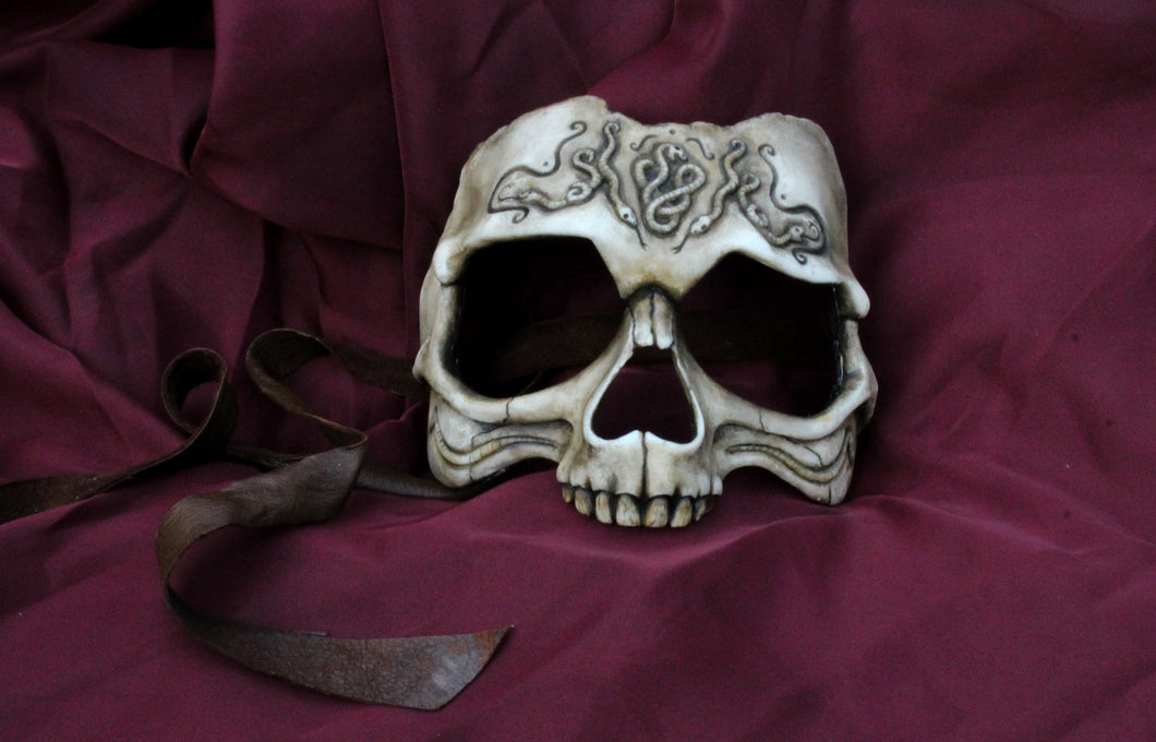 Handmade Resin Skull Mask - Carved Human Skull Mask
