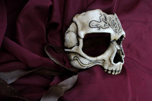 Handmade Resin Skull Mask - Carved Human Skull Mask
