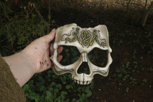 Handmade Resin Skull Mask - Carved Human Skull Mask